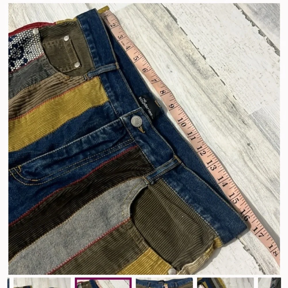 Vintage Y2K Denim and Corduroy Striped Jeans.